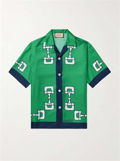 gucci camp-collar printed silk shirt|Gucci Dress Shirts for Men .